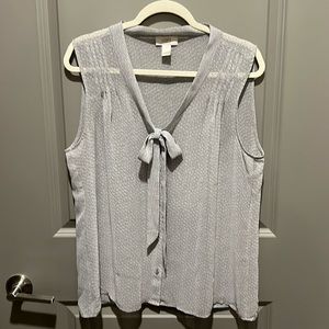 Loft Sleeveless Polka-Dot Blouse with Bow